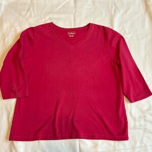 LL Bean 3/4 length sleeve T-shirt. Rose pink. Size medium.